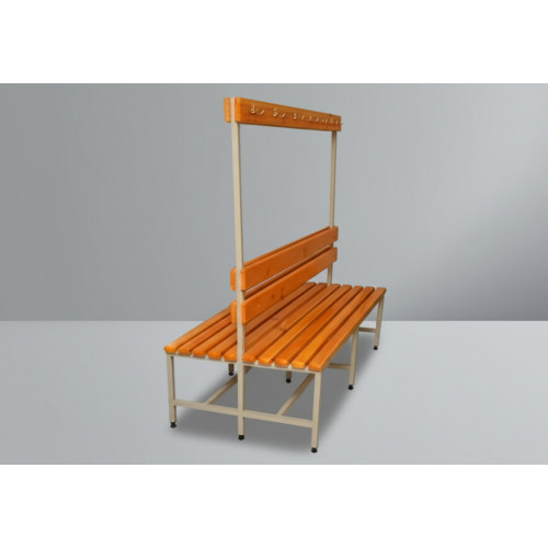 Скамейка с вешалкой для раздевалки 2м, двухсторонняя